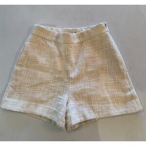 Abercrombie & Fitch Cream Textured High-Rise Shorts